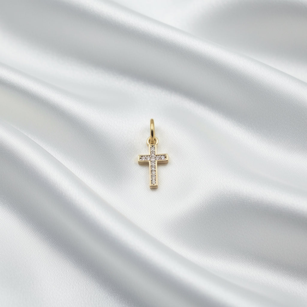 Charm mini Croix doré strass