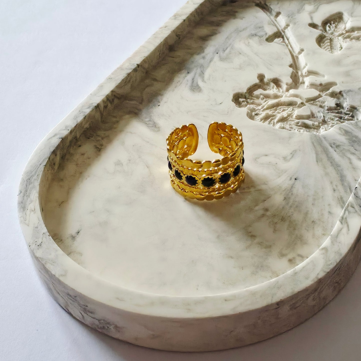 Bague pierre résine colorée