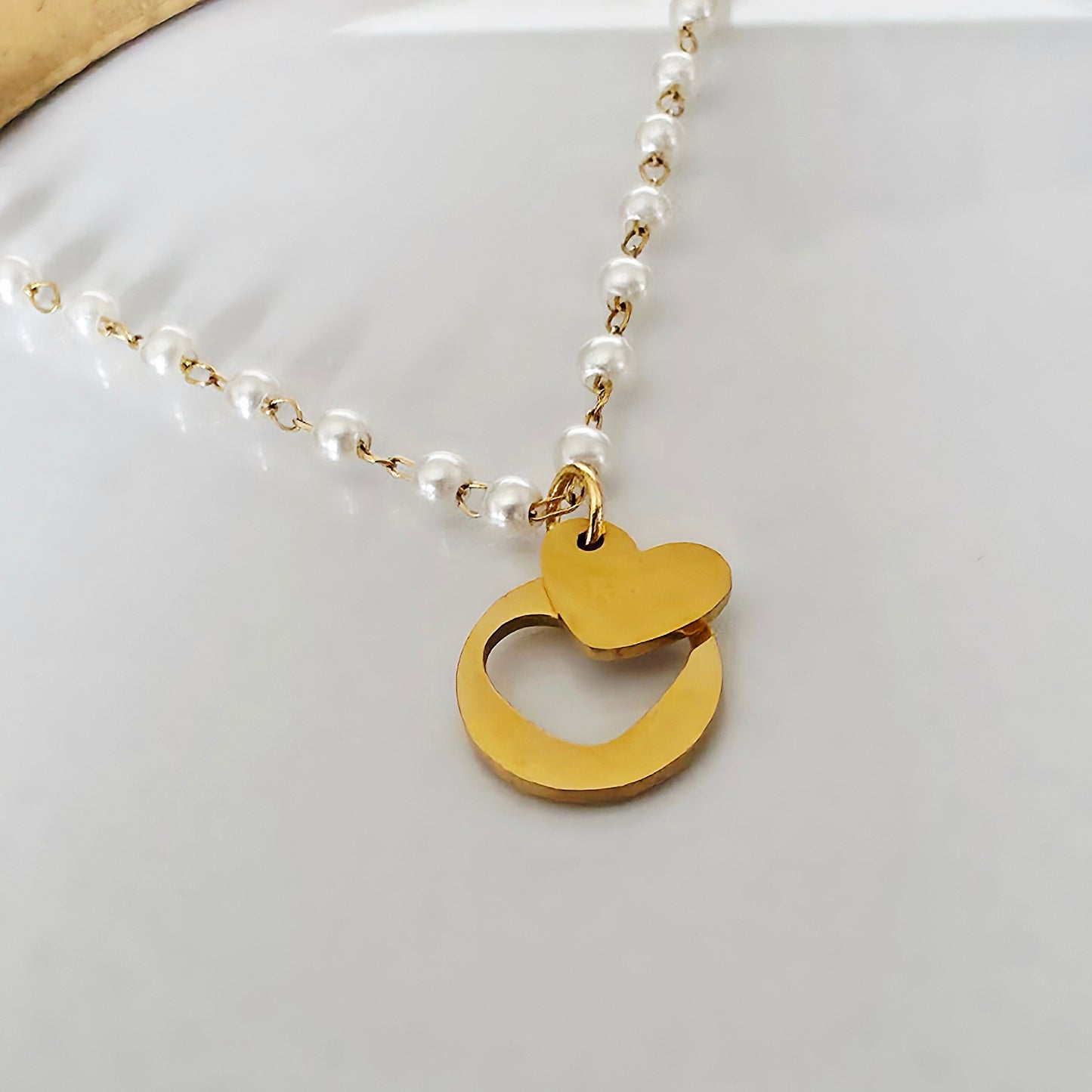 Collier perle pendentif coeur