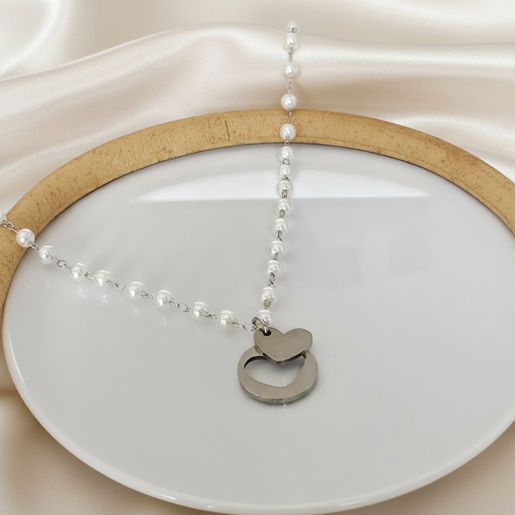 Collier perle pendentif coeur