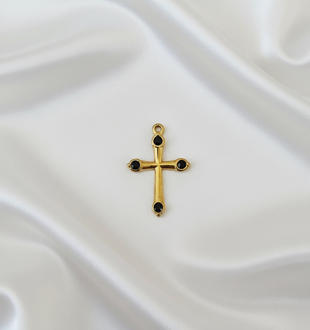 Charm Croix zircon noir