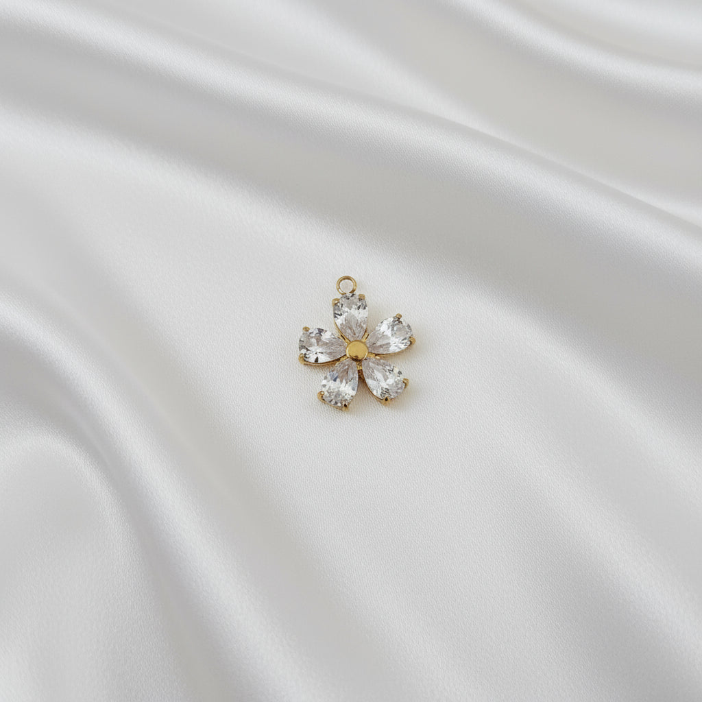 Charm Fleur Zircon blanc
