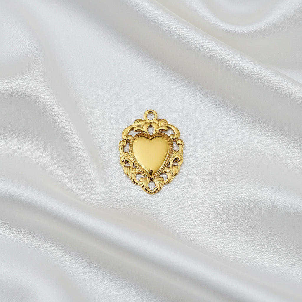 Charm grand Coeur évidé doré