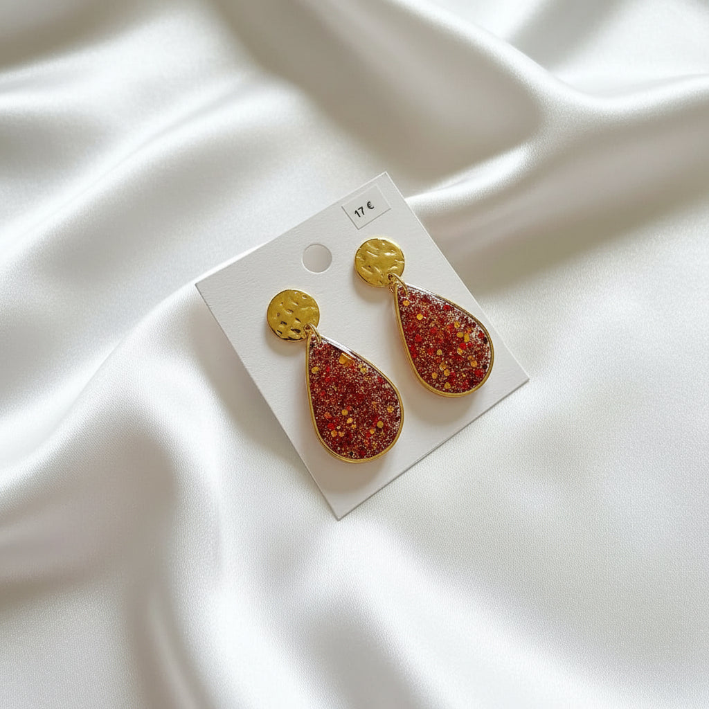 Boucles d'oreilles paillettes cuivrées