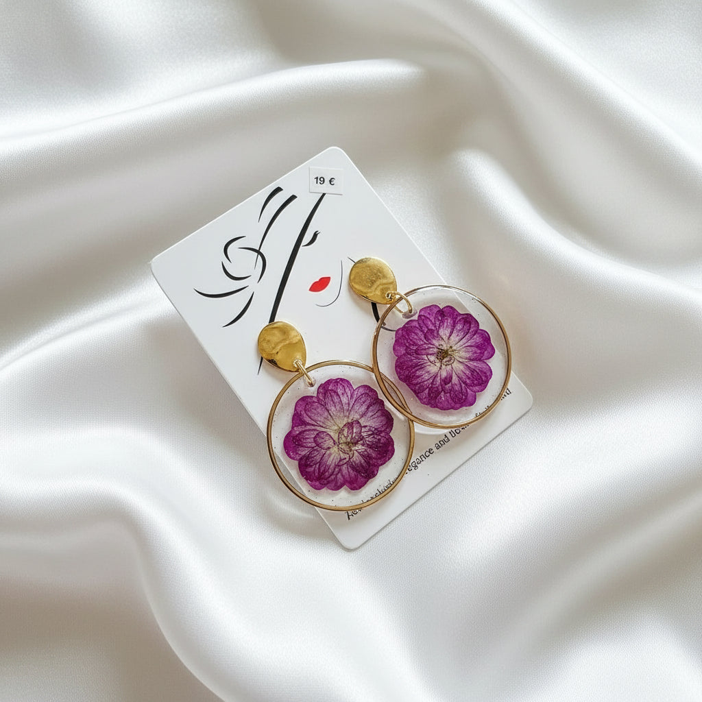 Boucles d'oreilles fleurs naturelles