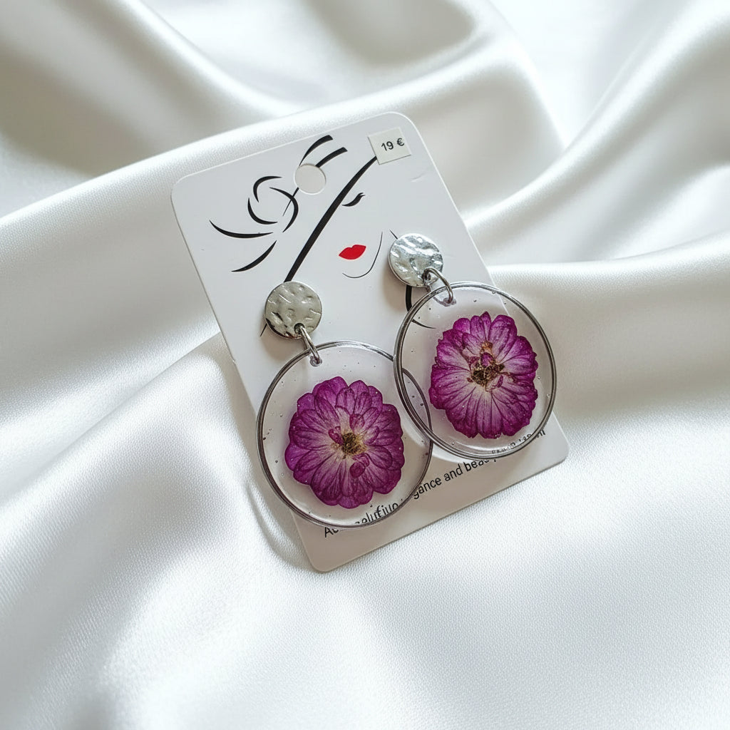 Boucles d'oreilles fleurs naturelles