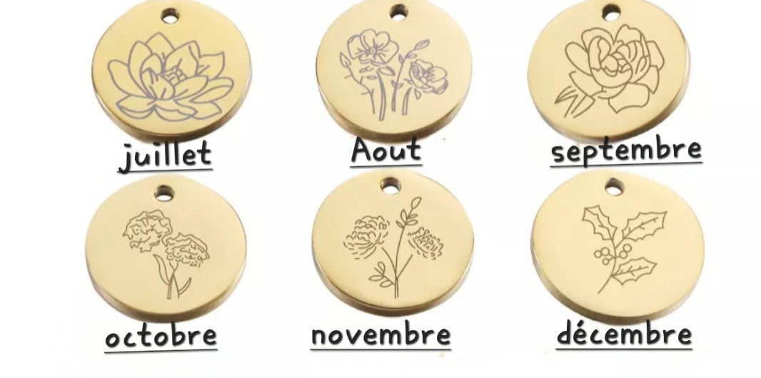 Bracelet ajustable Fleur de naissance doré