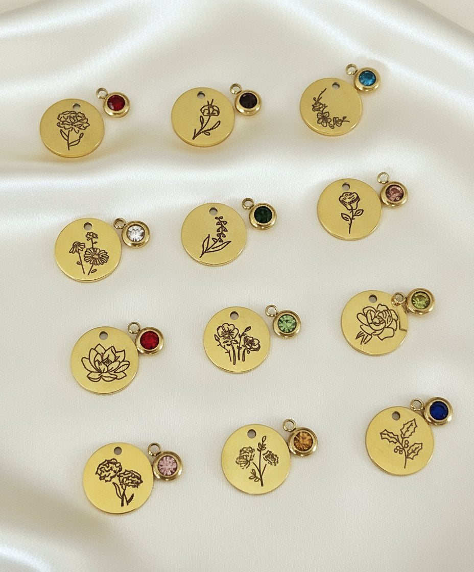 Bracelet ajustable Fleur de naissance doré