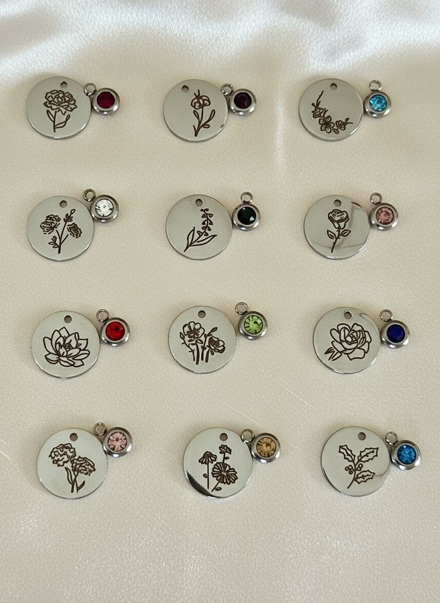 Bracelet ajustable Fleur de naissance argenté