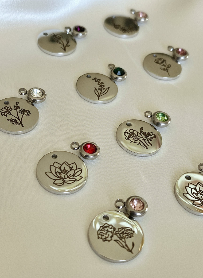 Bracelet ajustable Fleur de naissance argenté