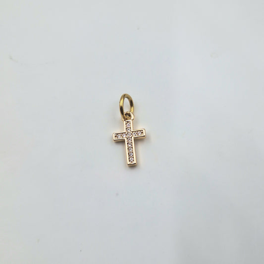 Charm mini Croix doré strass