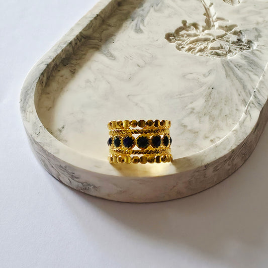 Bague pierre résine colorée