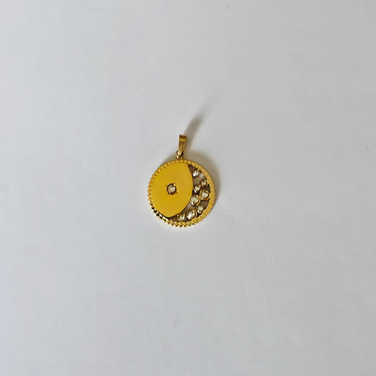 Charm rond Lune et étoile strass