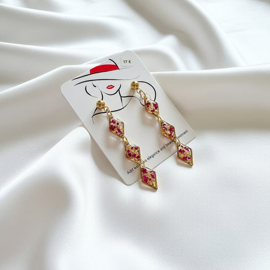 Boucles d'oreilles Pétale de Rose et or