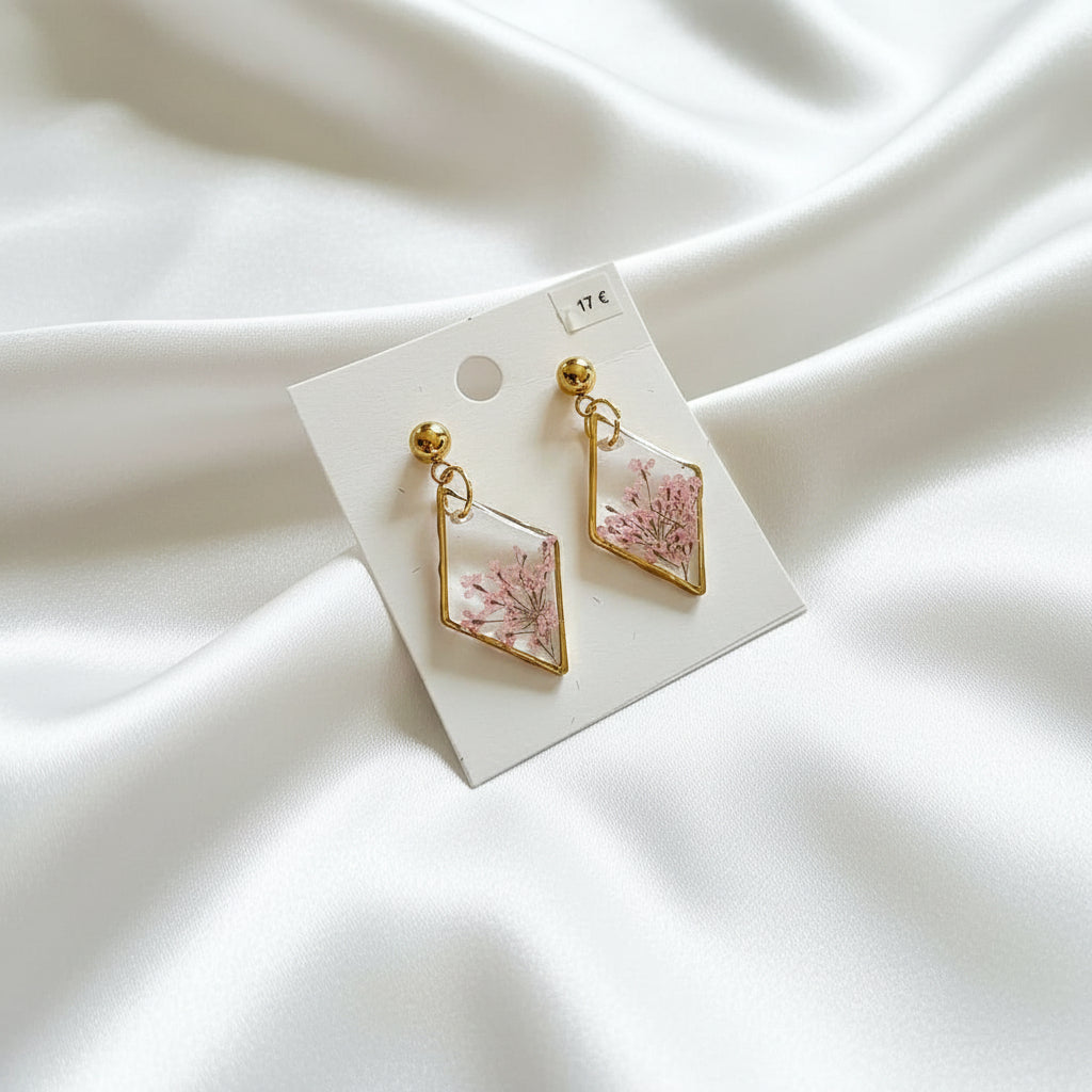 Boucles d'oreilles petites fleurs naturelles
