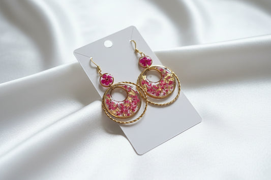 Boucles d'oreille or anneaux multi fleurs