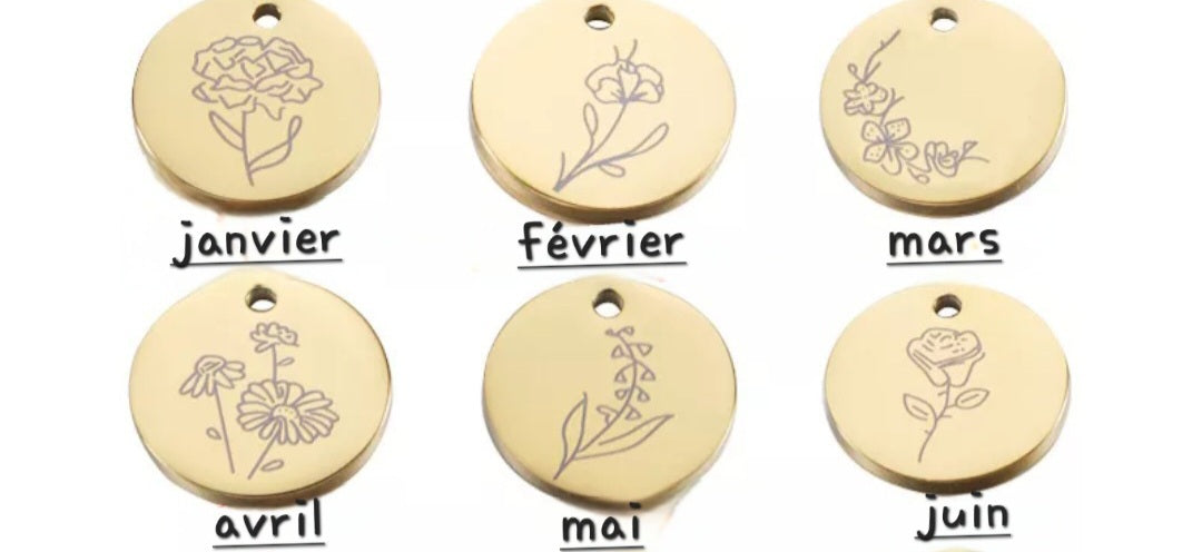 Bracelet ajustable Fleur de naissance doré